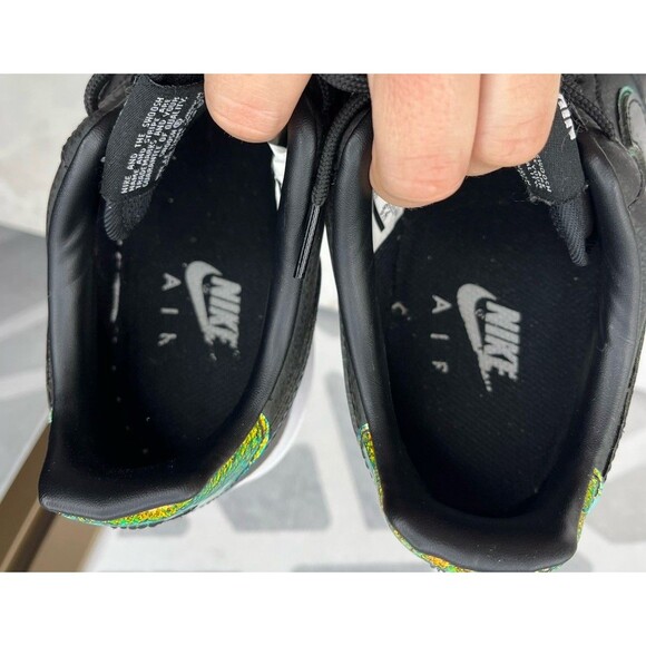 Nike Women Sz 7.5 AIR FORCE 1 ‘07 PRM’ BLACK PURE PLATINUM Leather Sneakers Shoe - Picture 7 of 10